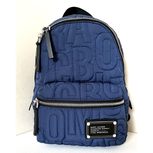 New Marc Jacobs Quilted Nylon Backpack Azure Blue - Picture 1 of 6